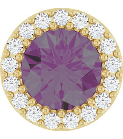 88590 Pendant Set 14K Yellow Round Lab-Grown Alexandrite 6Mm 18 Ctw Natural Diamond I1, G-H Polished Lab-Grown Alexandrite And 18 Ctw Natural Diamond Halo-Style Pendant
