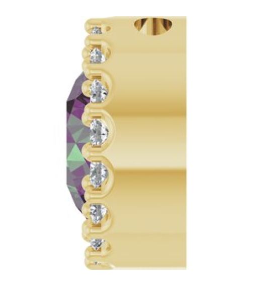 88590 Pendant Set 14K Yellow Round Lab-Grown Alexandrite 6Mm 18 Ctw Natural Diamond I1, G-H Polished Lab-Grown Alexandrite And 18 Ctw Natural Diamond Halo-Style Pendant