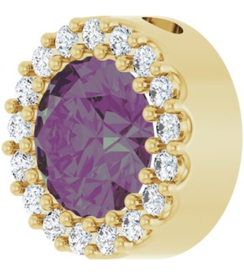 88590 Pendant Set 14K Yellow Round Lab-Grown Alexandrite 6Mm 18 Ctw Natural Diamond I1, G-H Polished Lab-Grown Alexandrite And 18 Ctw Natural Diamond Halo-Style Pendant