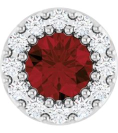 88590 Pendant Set Sterling Silver Round Natural Mozambique Garnet 4Mm 0.08 Ctw Natural Diamond I1, G-H Polished Natural Mozambique Garnet And .08 Ctw Natural Diamond Halo-Style Pendant
