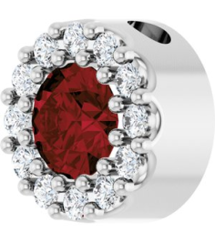 88590 Pendant Set Sterling Silver Round Natural Mozambique Garnet 4Mm 0.08 Ctw Natural Diamond I1, G-H Polished Natural Mozambique Garnet And .08 Ctw Natural Diamond Halo-Style Pendant