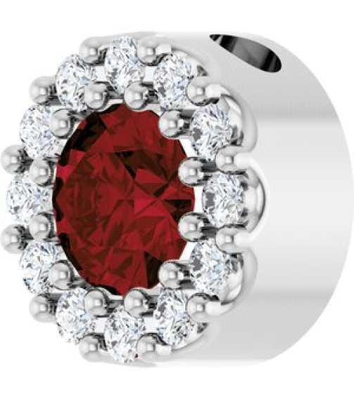 88590 Pendant Set Sterling Silver Round Natural Mozambique Garnet 4Mm 0.08 Ctw Natural Diamond I1, G-H Polished Natural Mozambique Garnet And .08 Ctw Natural Diamond Halo-Style Pendant