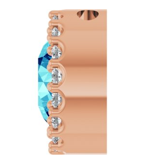 88590 Pendant Set 14K Rose Round Natural Blue Zircon 6Mm 18 Ctw Natural Diamond I1, G-H Polished Natural Blue Zircon And 18 Ctw Natural Diamond Halo-Style Pendant