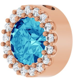 88590 Pendant Set 14K Rose Round Natural Blue Zircon 6Mm 18 Ctw Natural Diamond I1, G-H Polished Natural Blue Zircon And 18 Ctw Natural Diamond Halo-Style Pendant