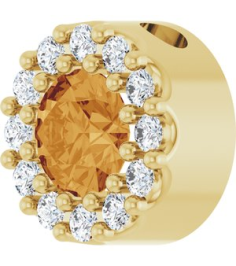 88590 Pendant Set 14K Yellow Round Natural Citrine 4Mm 0.08 Ctw Natural Diamond I1, G-H Polished Natural Citrine And .08 Ctw Natural Diamond Halo-Style Pendant