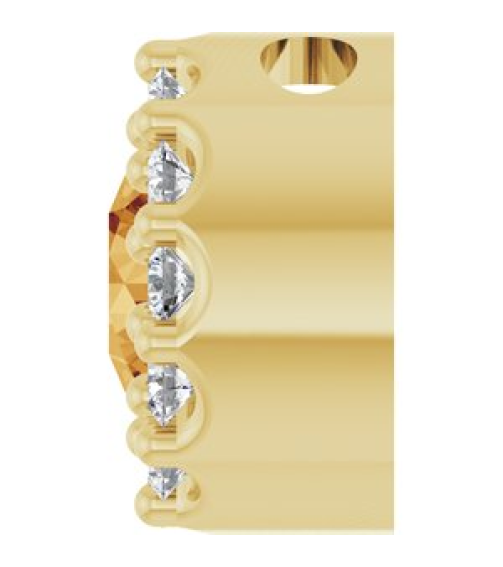 88590 Pendant Set 14K Yellow Round Natural Citrine 4Mm 0.08 Ctw Natural Diamond I1, G-H Polished Natural Citrine And .08 Ctw Natural Diamond Halo-Style Pendant