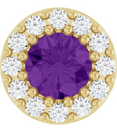 88590 Pendant Set 14K Yellow Round Natural Amethyst 4Mm 0.08 Ctw Natural Diamond I1, G-H Polished Natural Amethyst And .08 Ctw Natural Diamond Halo-Style Pendant