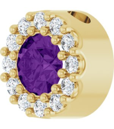 88590 Pendant Set 14K Yellow Round Natural Amethyst 4Mm 0.08 Ctw Natural Diamond I1, G-H Polished Natural Amethyst And .08 Ctw Natural Diamond Halo-Style Pendant