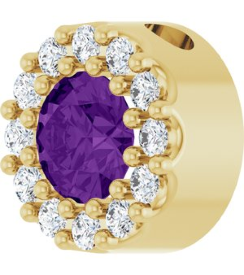 88590 Pendant Set 14K Yellow Round Natural Amethyst 4Mm 0.08 Ctw Natural Diamond I1, G-H Polished Natural Amethyst And .08 Ctw Natural Diamond Halo-Style Pendant