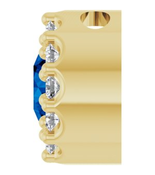 88590 Pendant Set 14K Yellow Round Lab-Grown Blue Sapphire 4Mm 0.08 Ctw Natural Diamond I1, G-H Polished Lab-Grown Blue Sapphire And .08 Ctw Natural Diamond Halo-Style Pendant