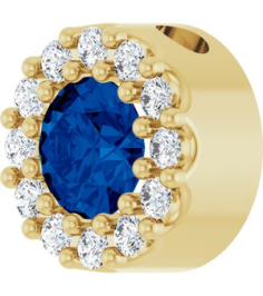 88590 Pendant Set 14K Yellow Round Lab-Grown Blue Sapphire 4Mm 0.08 Ctw Natural Diamond I1, G-H Polished Lab-Grown Blue Sapphire And .08 Ctw Natural Diamond Halo-Style Pendant