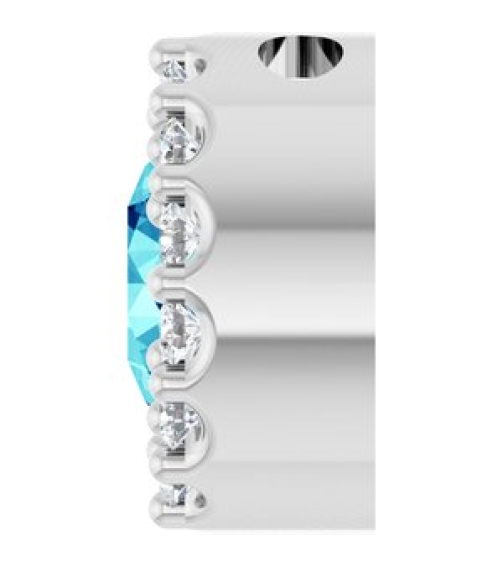 88590 Pendant Set Sterling Silver Round Natural Blue Zircon 5Mm 110 Ctw Natural Diamond I1, G-H Polished Natural Blue Zircon And 110 Ctw Natural Diamond Halo-Style Pendant