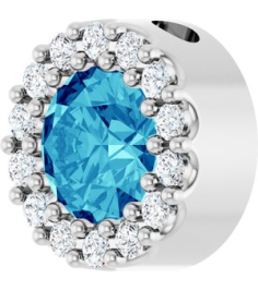 88590 Pendant Set Sterling Silver Round Natural Blue Zircon 5Mm 110 Ctw Natural Diamond I1, G-H Polished Natural Blue Zircon And 110 Ctw Natural Diamond Halo-Style Pendant