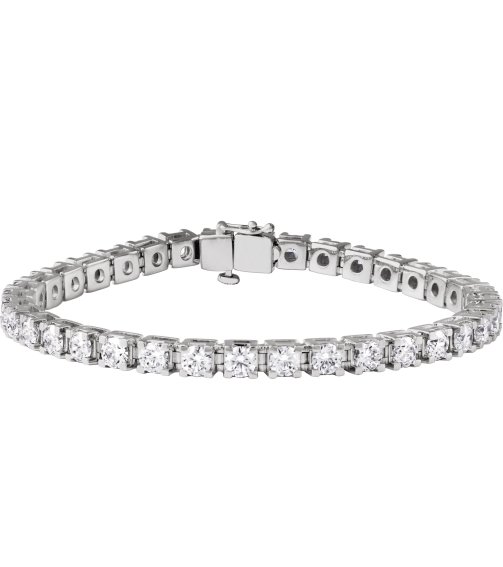 653702 Bracelet Set 14K White Round Lab-Grown Diamond 3.9Mm 9 Ctw Si1-Si2, G-H 7 14 In Polished 9 Ctw Lab-Grown Diamond Line Bracelet