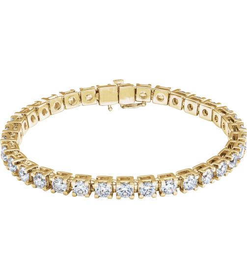 653702 Bracelet Set 14K Yellow Round Lab-Grown Diamond 4.25Mm 10 Ctw Si1-Si2, G-H 7 14 In Polished 10 Ctw Lab-Grown Diamond Line Bracelet