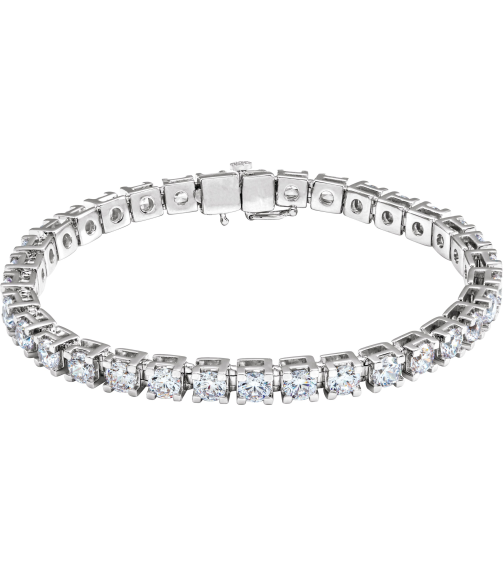 653702 Bracelet Set 14K White Round Lab-Grown Diamond 4.25Mm 10 Ctw Si1-Si2, G-H 7 14 In Polished 10 Ctw Lab-Grown Diamond Line Bracelet