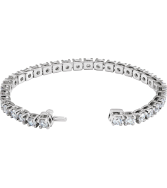 653702 Bracelet Set 14K White Round Lab-Grown Diamond 4.25Mm 10 Ctw Si1-Si2, G-H 7 14 In Polished 10 Ctw Lab-Grown Diamond Line Bracelet