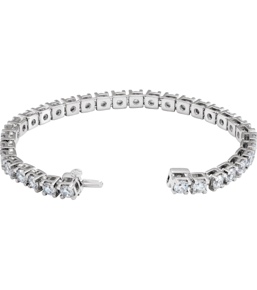 653702 Bracelet Set 14K White Round Lab-Grown Diamond 4.25Mm 10 Ctw Si1-Si2, G-H 7 14 In Polished 10 Ctw Lab-Grown Diamond Line Bracelet