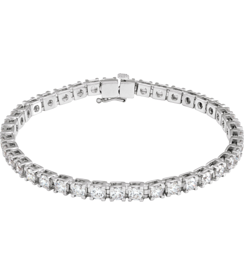 653702 Bracelet Set 14K White Round Lab-Grown Diamond 3.4Mm 6 Ctw Si1-Si2, G-H 7 14 In Polished 6 Ctw Lab-Grown Diamond Line Bracelet