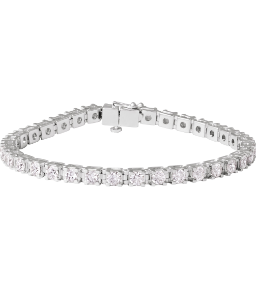 653702 Bracelet Set 14K White Round Lab-Grown Diamond 3.65Mm 7 Ctw Si1-Si2, G-H 7 14 In Polished 7 Ctw Lab-Grown Diamond Line Bracelet