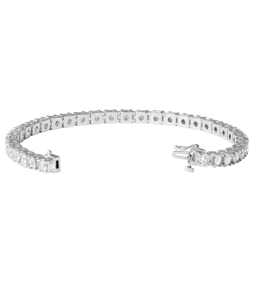 653702 Bracelet Set 14K White Round Lab-Grown Diamond 3.65Mm 7 Ctw Si1-Si2, G-H 7 14 In Polished 7 Ctw Lab-Grown Diamond Line Bracelet