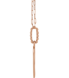 R50047 Necklace 14K Rose 16.5 X 12.3 Mm 18 In Polished Blue Enameled Evil Eye Necklace