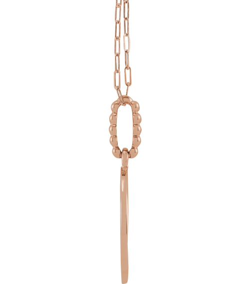 R50047 Necklace 14K Rose 16.5 X 12.3 Mm 18 In Polished Blue Enameled Evil Eye Necklace
