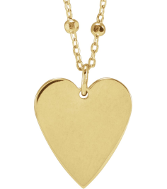88667 Necklace 14K Yellow 15.6 X 12 Mm 16 In Polished Engravable Heart Necklace