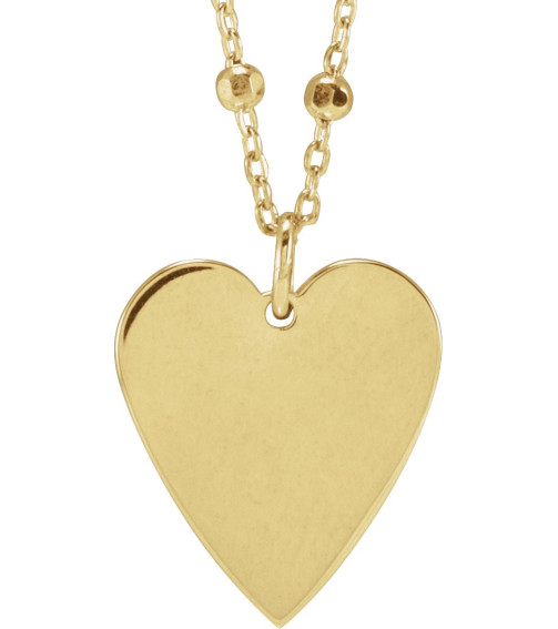 88667 Necklace 14K Yellow 15.6 X 12 Mm 16 In Polished Engravable Heart Necklace