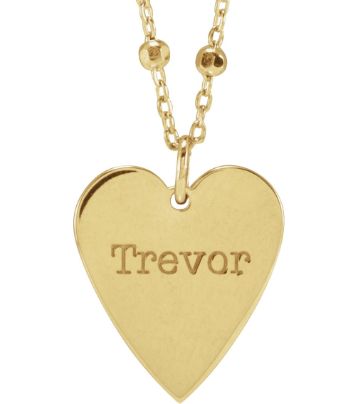 88667 Necklace 14K Yellow 15.6 X 12 Mm 16 In Polished Engravable Heart Necklace