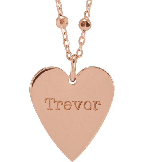 88667 Necklace 14K Rose 15.6 X 12 Mm 16 In Polished Engravable Heart Necklace