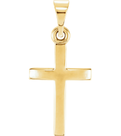 R41279 Pendant 18K Yellow Gold-Plated Sterling Silver 15.23 X 7.38 Mm Polished Cross Pendant
