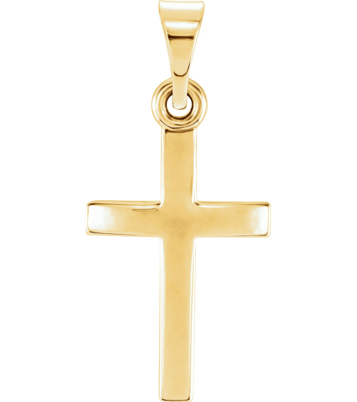 R41279 Pendant 18K Yellow Gold-Plated Sterling Silver 15.23 X 7.38 Mm Polished Cross Pendant