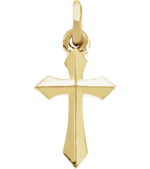 R41293 Pendant 18K Yellow Gold-Plated Sterling Silver 10 X 6 Mm Polished Cross Pendant