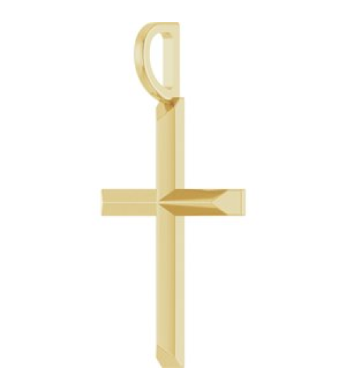 R50005 Pendant 18K Yellow Gold-Plated Sterling Silver 23 X 13 Mm Polished Knife Edge Cross Pendant