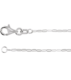 Ch1235 14K White Paperclip-Style 1.25 Mm 6 12-7 12 In Lobster Clasp Polished Paperclip-Style Chain
