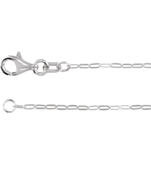 Ch1235 14K White Paperclip-Style 1.25 Mm 6 12-7 12 In Lobster Clasp Polished Paperclip-Style Chain