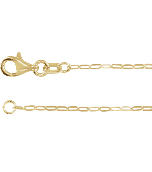 Ch1235 14K Yellow Paperclip-Style 1.25 Mm 6 12-7 12 In Lobster Clasp Polished Paperclip-Style Chain