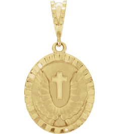 R50053 Pendant 14K Yellow 21.1 X 16.75 Mm Polished Angel Wing Coin Pendant