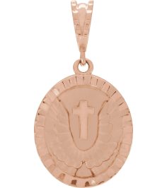 R50053 Pendant 14K Rose 21.1 X 16.75 Mm Polished Angel Wing Coin Pendant