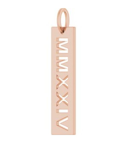 88622 Pendant 14K Rose 2024 27 X 6.6 Mm Polished Roman Numeral Year Pendant