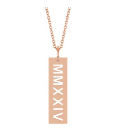 88622 Necklace 14K Rose 2024 27 X 6.6 Mm 16-18 In Polished Roman Numeral Year Necklace