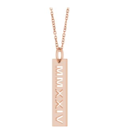 88622 Necklace 14K Rose 2024 27 X 6.6 Mm 16-18 In Polished Roman Numeral Year Necklace
