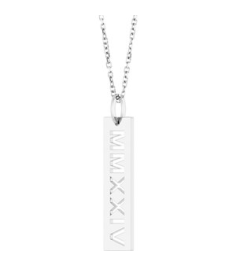 88622 Necklace 14K White 2024 27 X 6.6 Mm 16-18 In Polished Roman Numeral Year Necklace