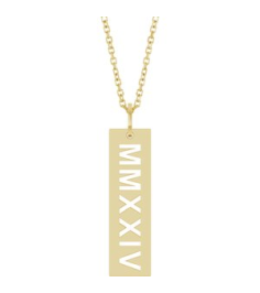 88622 Necklace 14K Yellow 2024 27 X 6.6 Mm 16-18 In Polished Roman Numeral Year Necklace