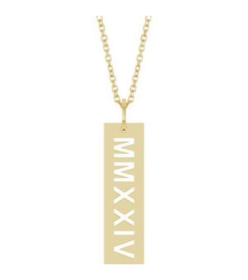 88622 Necklace 14K Yellow 2024 27 X 6.6 Mm 16-18 In Polished Roman Numeral Year Necklace