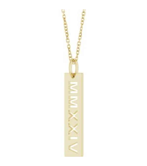 88622 Necklace 14K Yellow 2024 27 X 6.6 Mm 16-18 In Polished Roman Numeral Year Necklace