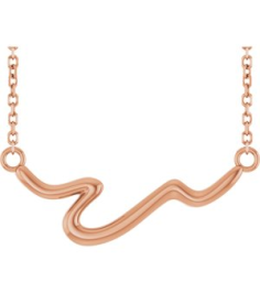 88665 Necklace 14K Rose 23.1 X 8.9 Mm 16 In Polished Freeform Bar Necklace
