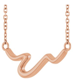 88665 Necklace 14K Rose 23.1 X 8.9 Mm 16 In Polished Freeform Bar Necklace
