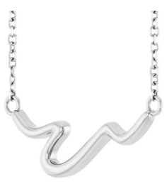 88665 Necklace Sterling Silver 23.1 X 8.9 Mm 16 In Polished Freeform Bar Necklace